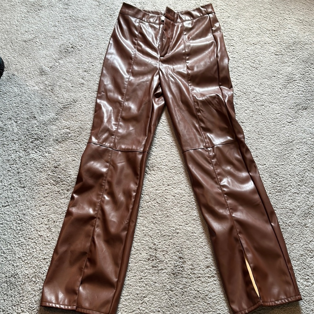 Brown leather pants!